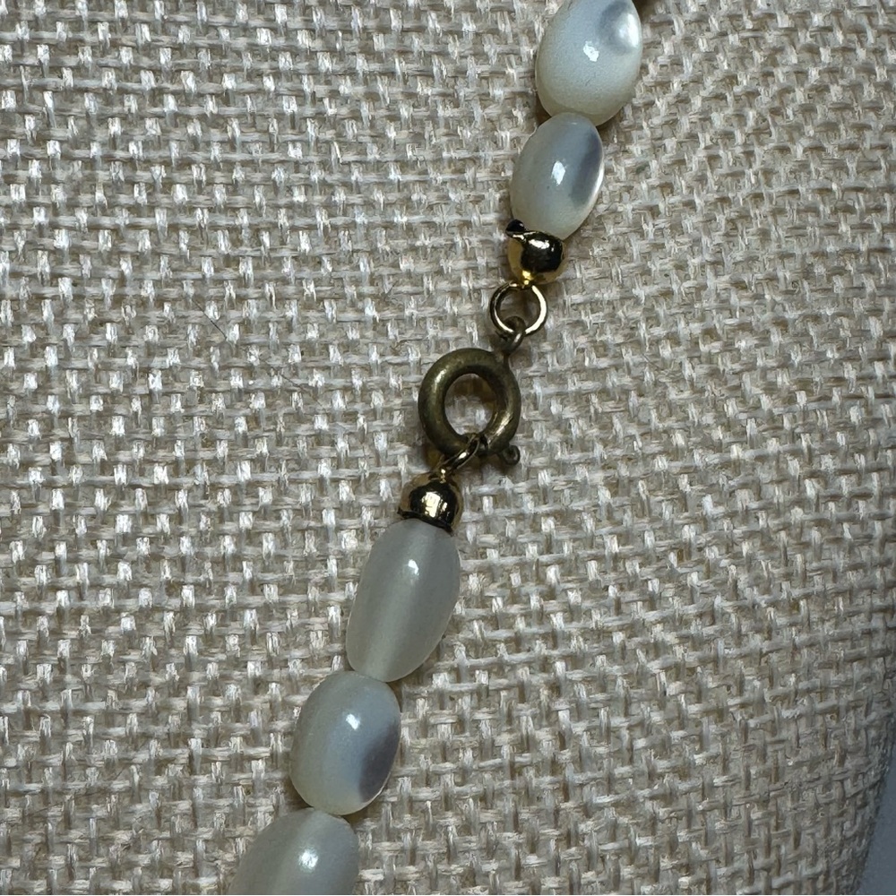Polished White Moonstone Beaded Necklace - Picture 2 of 5